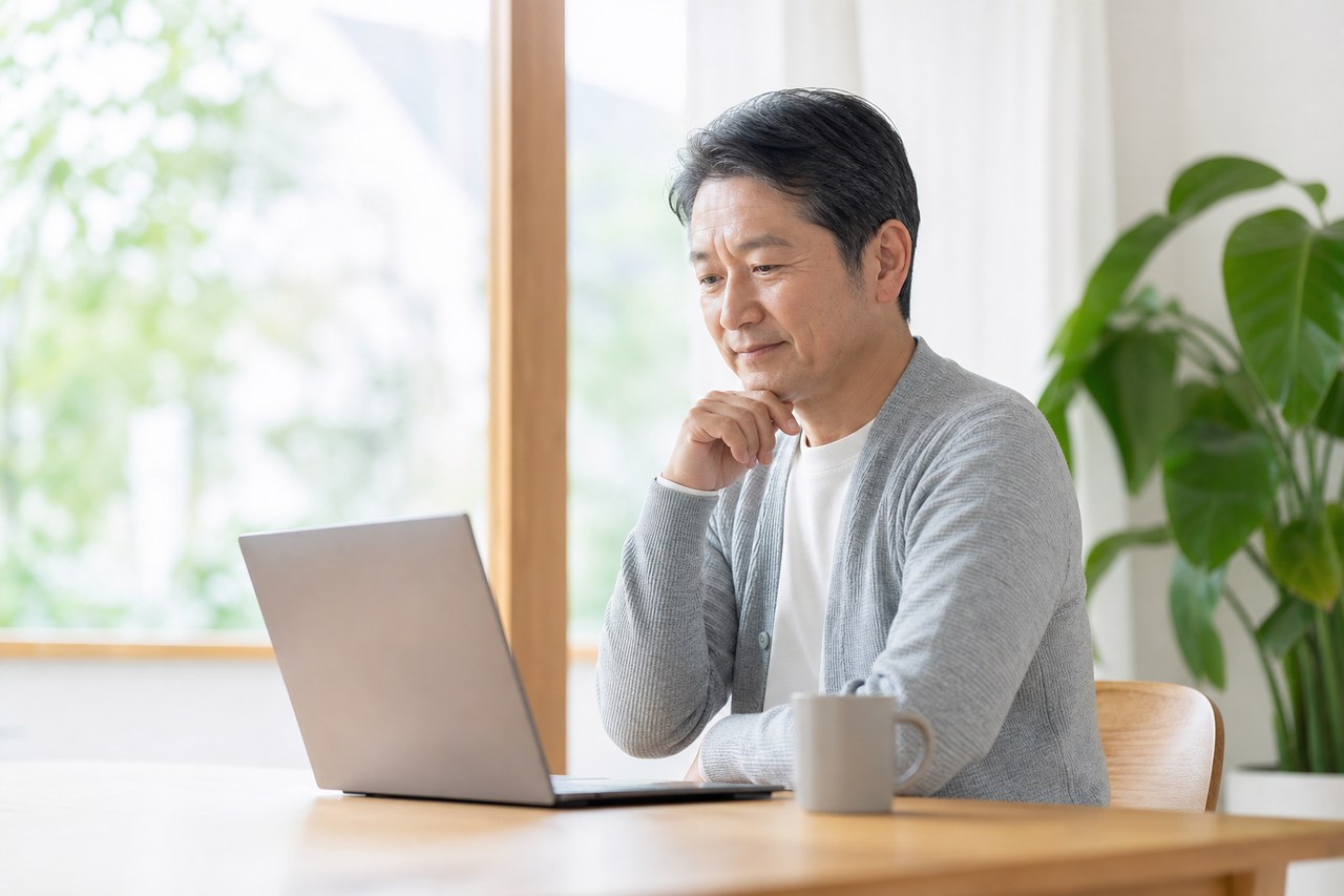 退職後の年金加入記録を確認する人